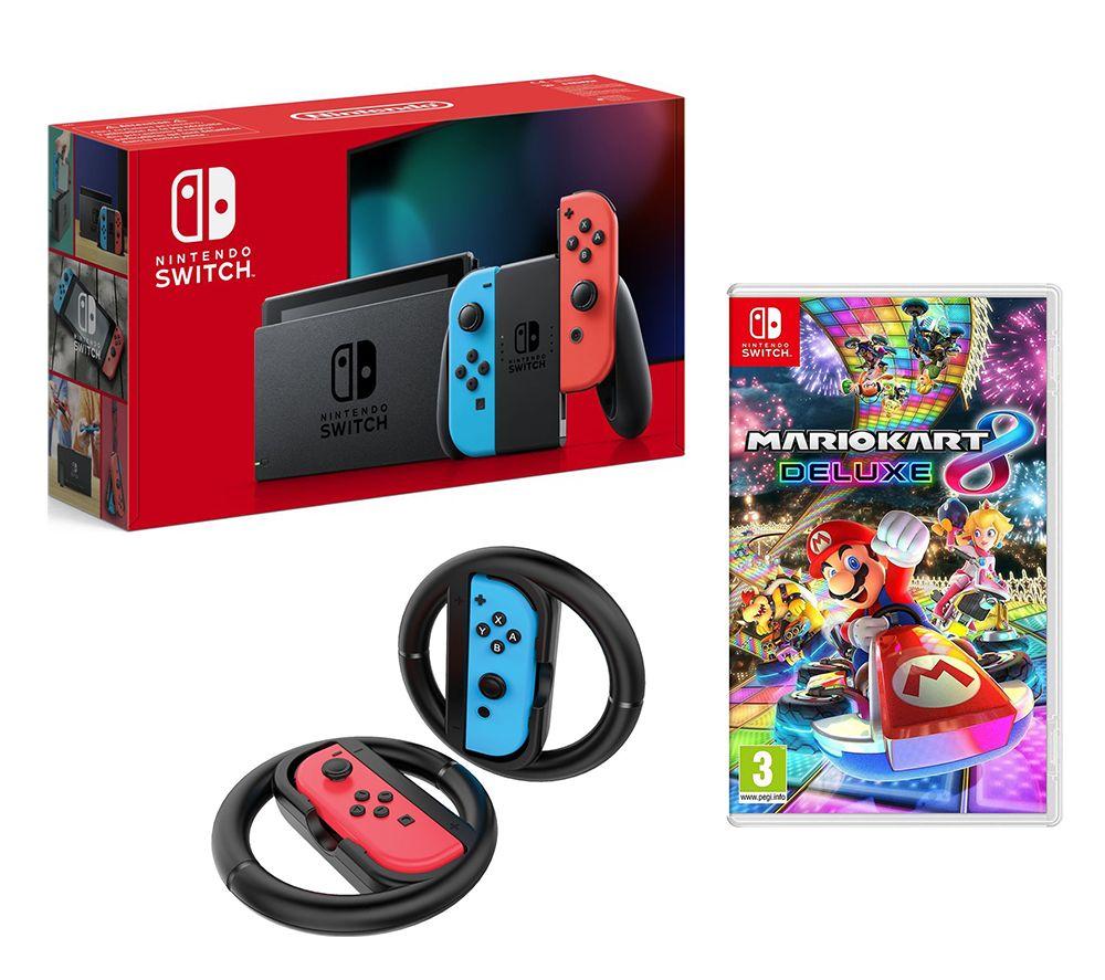 Nintendo Switch Neon Red And Blue And Mario Kart 8 Deluxe And Joy Con Racing Wheels Bundle Review 9 2437