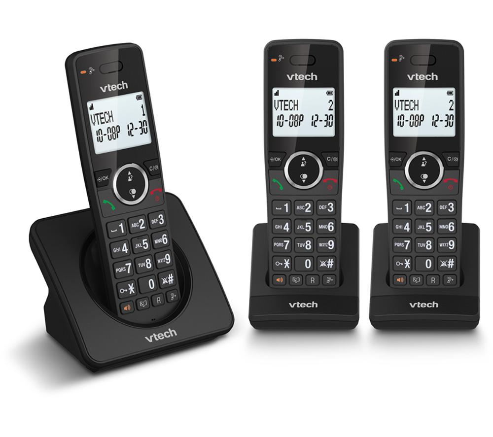 VTECH ES2002 Cordless Phone - Triple Handsets, Black, Black