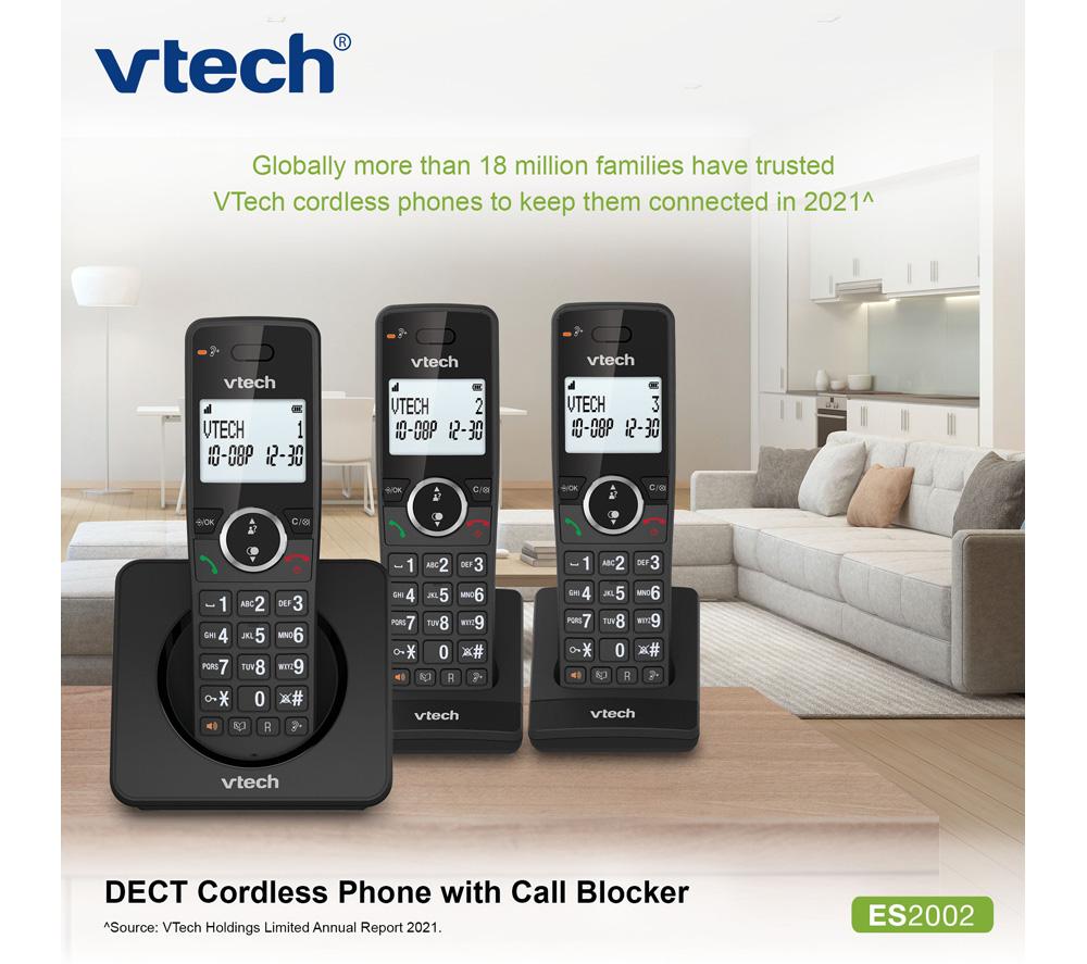 VTECH ES2002 Cordless Phone - Triple Handsets, Black image number 2 of 10