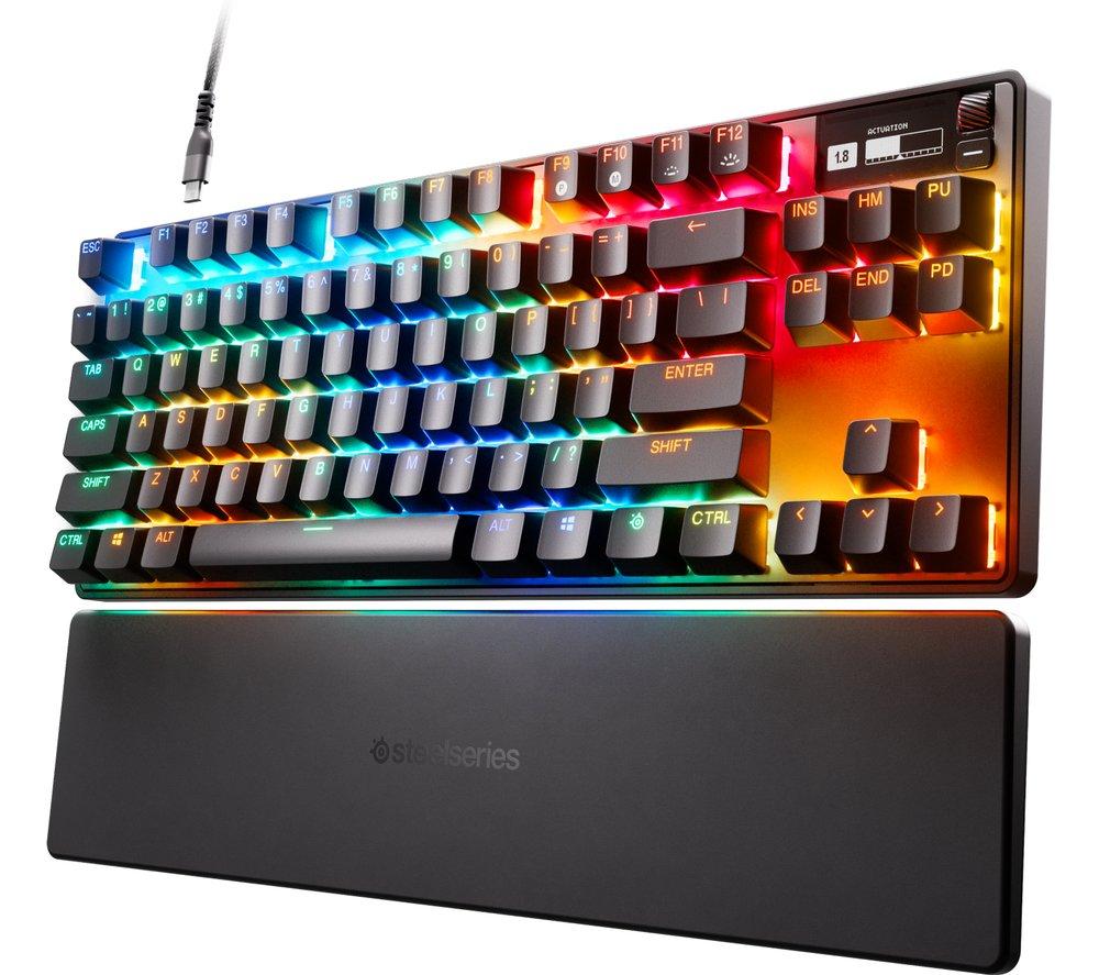 SteelSeries Apex Pro TKL HyperMagnetic Gaming Keyboard - Adjustable Actuation - Esports Tenkeyless - OLED Screen - PBT Keycaps - USB-C - 2023 Edition - English QWERTY Layout