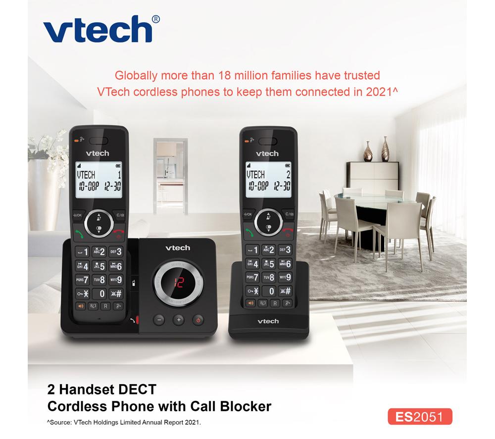 VTECH ES2051 Cordless Phone - Twin Handsets, Black image number 2 of 11