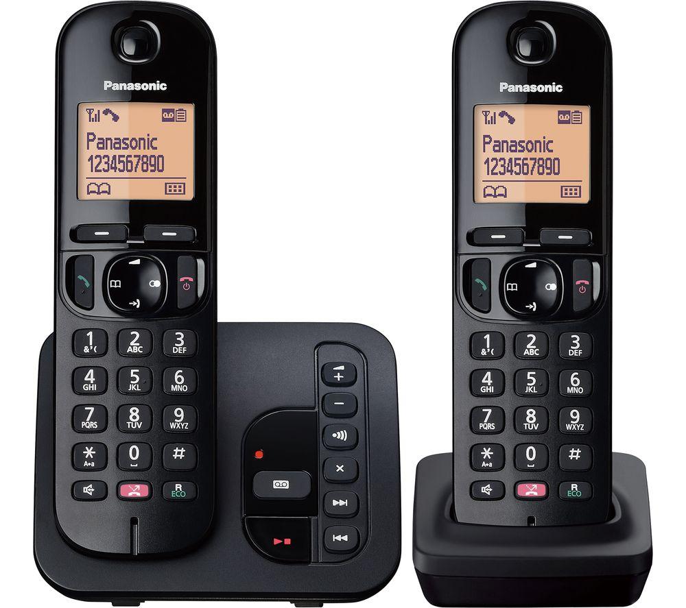 PANASONIC KX-TGC262EB Cordless Phone - Twin Handsets, Black, Black