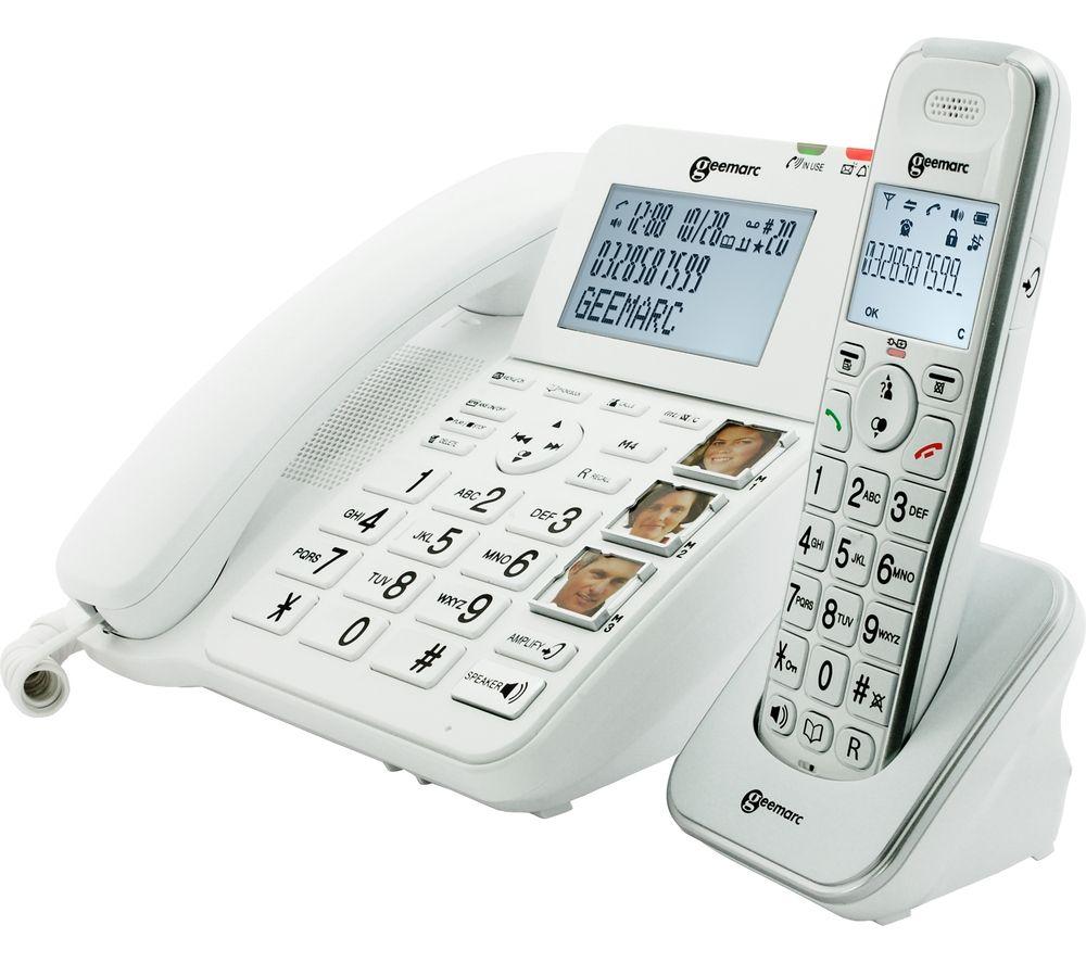 GEEMARC DECT295 COMBI Corded Phone & Cordless Extension Handset, White
