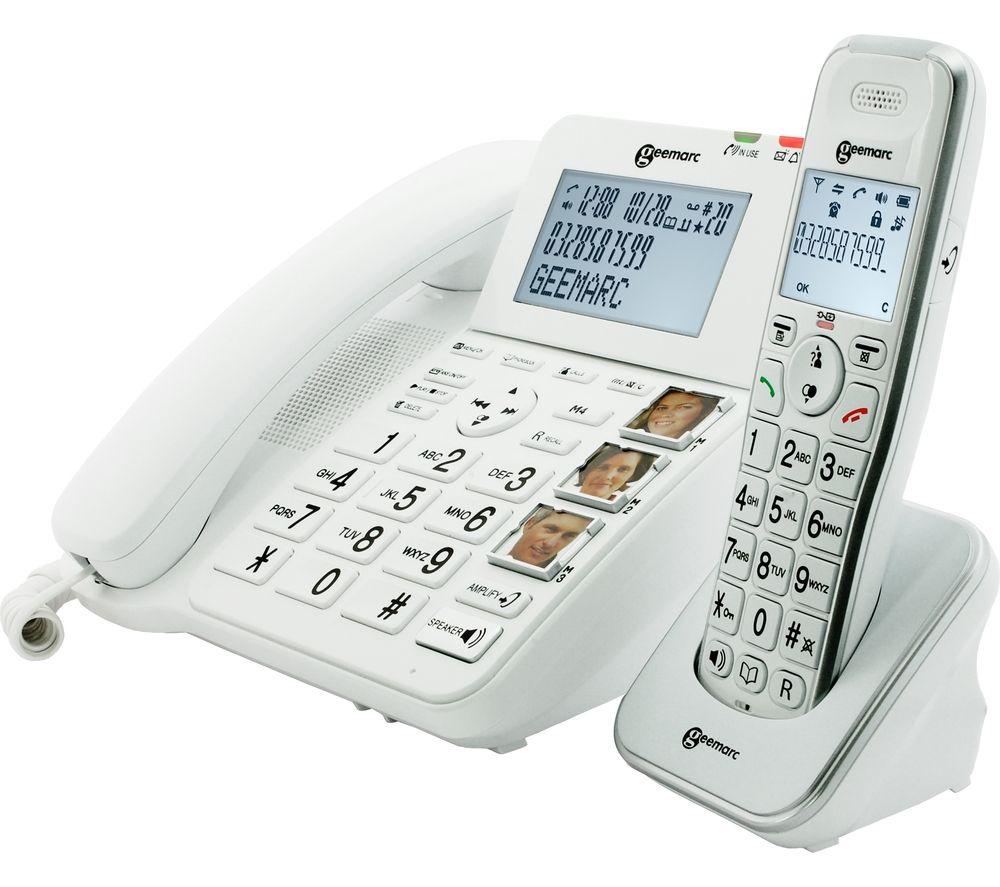 Geemarc DECT295 COMBI Corded Phone & Cordless Extension Handset, White