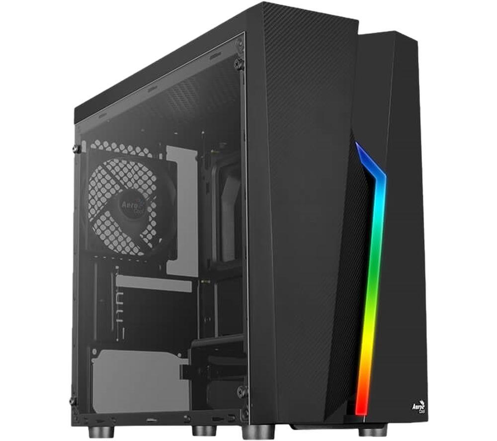 Aerocool Bolt Mini MATX RGB PC Gaming Case, MATX & Mini-ITX, Full Tempered Glass Side Panel, RGB LED Strip Included, 13 Lighting Modes, 1 x 120mm Black Fan Included, High Performance MATX Case | Black