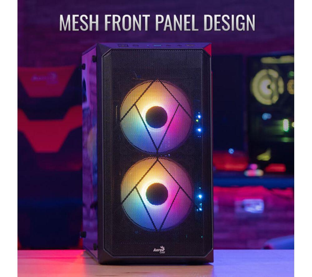 AEROCOOL CS-107-A-BK-v2 Micro ATX Mini Tower PC Case - Black image number 2 of 11