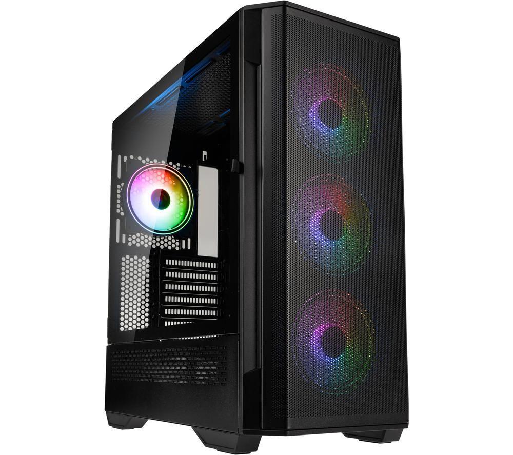 KOLINK PC Case Observatory Y Midi Tower Mesh Front Computer Case, 4 Pre-Installed ARGB Fans, PC Housing for AIO Cooling, PC Case RGB, PC Case Glass