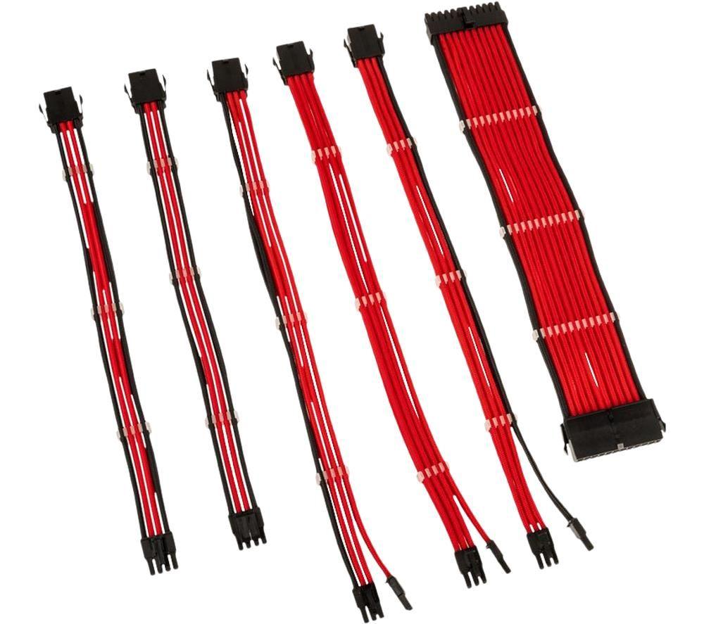 KOLINK Six Cable Extension Sets Sleeved Cable Kit - Includes 24-Pin 4+4-Pin 8-Pin and 6+2-Pin PC Cable - Pcie Cable Works with PCIe 5.0 (Red)