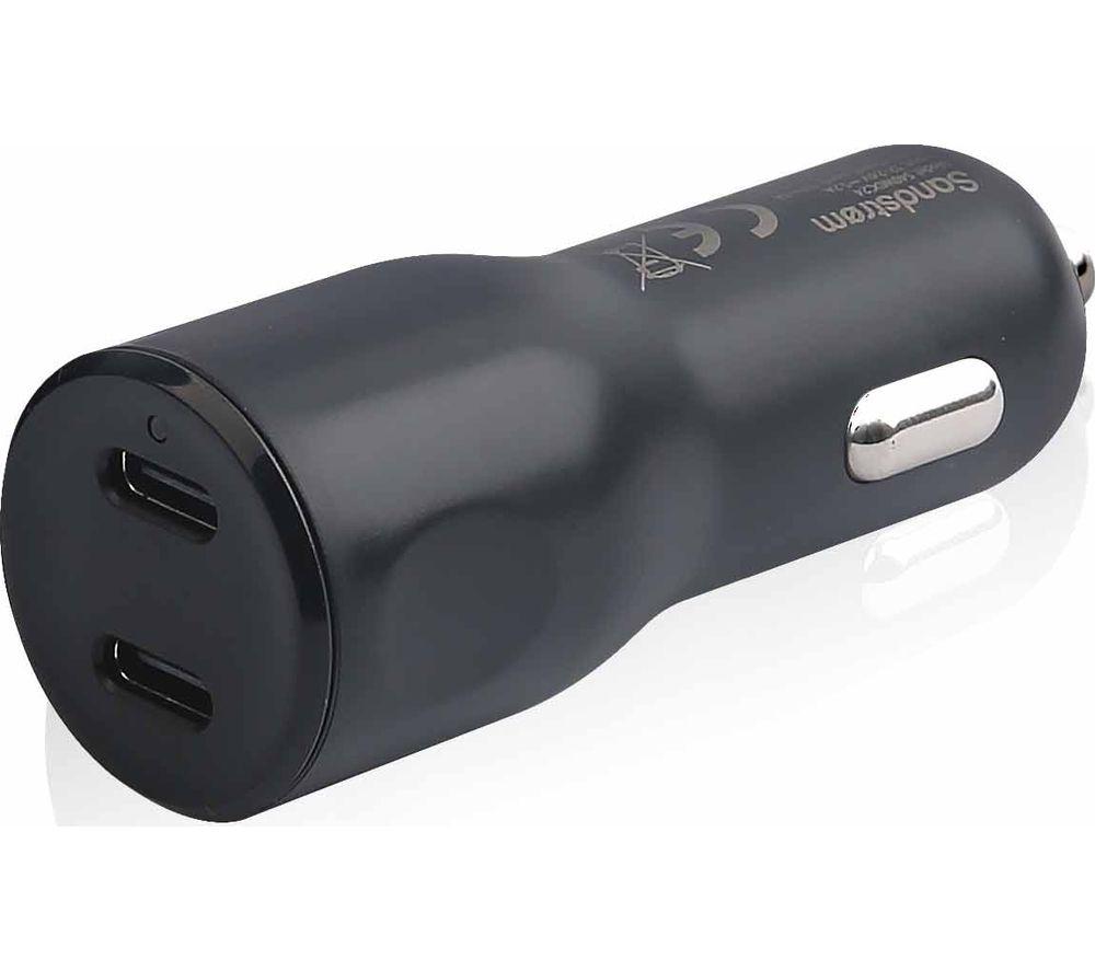 SANDSTROM S40WDC24 40 W Dual USB Type-C Car Charger, Black