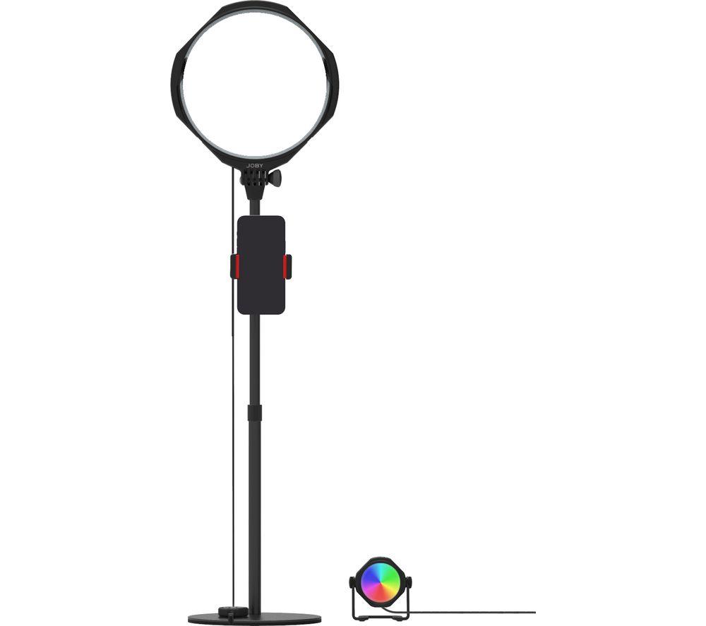 JOBY Beamo Studio Deluxe Lighting Kit, USB Studio Light for Video, Kit for Content Creator, Soft Key Light with Remote, Background Light with 12 Colors, GorillaPod Flexible Arm with Phone Mount