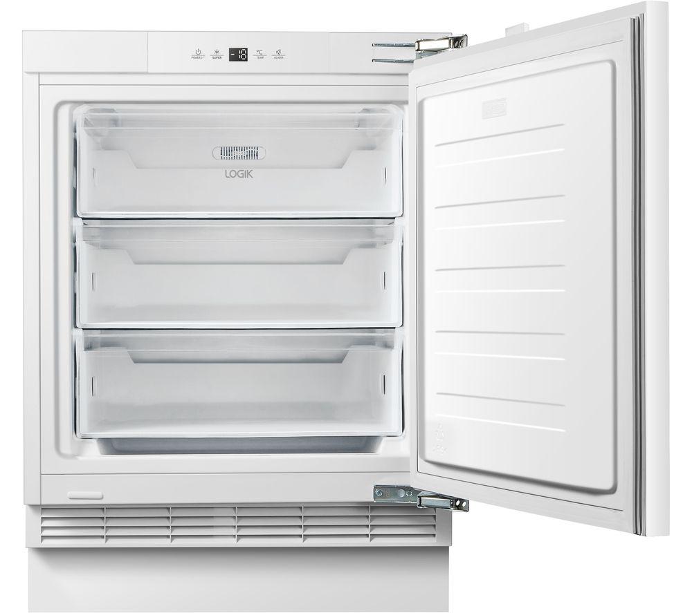 LOGIK LIF60W23 Integrated Undercounter Freezer - Fixed Hinge, White