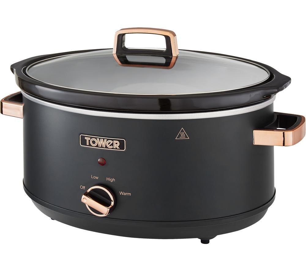 TOWER Cavaletto T16043BLK Slow Cooker - Black & Rose Gold, Gold,Black