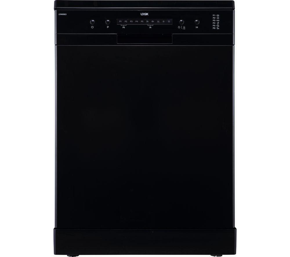 LOGIK LDW60B23 Full-size Dishwasher - Black, Black