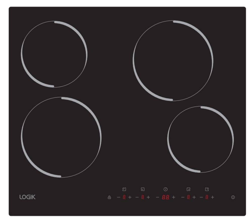 LOGIK LCHOBTC23 59 cm Electric Ceramic Hob - Black, Black