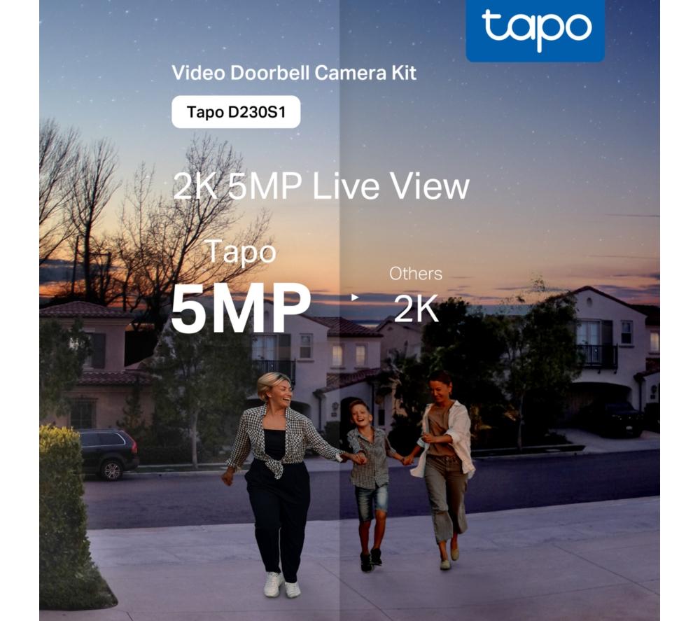 TP-LINK Tapo D230S1 2K 5 MP WiFi Video Doorbell with Chime - White image number 5 of 12