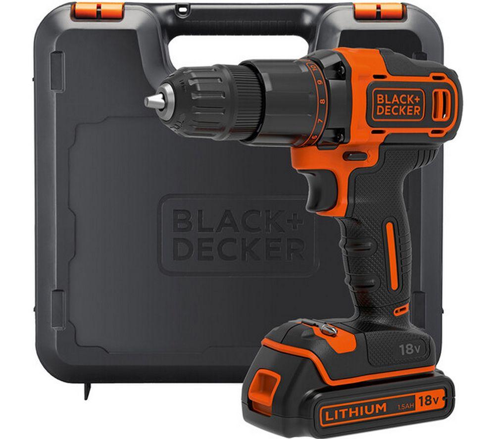 BLACK  DECKER BCD700S1K Cordless Hammer Drill with 1 Battery - Black & Orange
