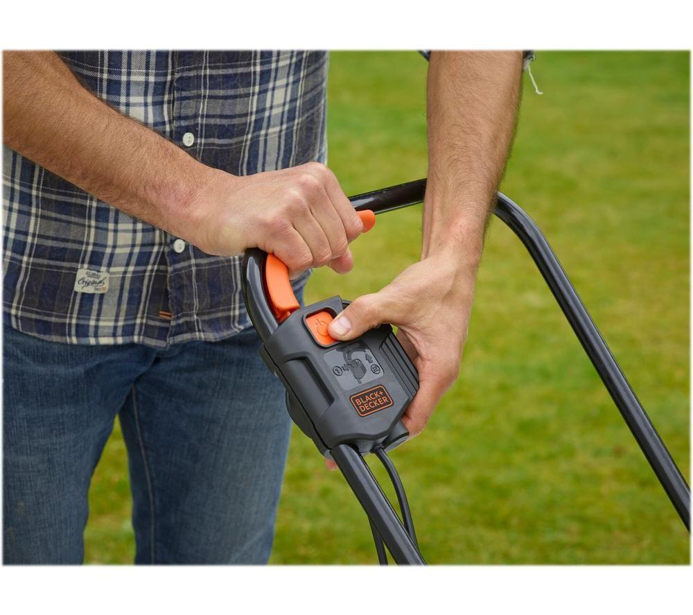 BLACK + DECKER BEMW451-GB Corded Rotary Lawn Mower - Orange & Black image number 7 of 9