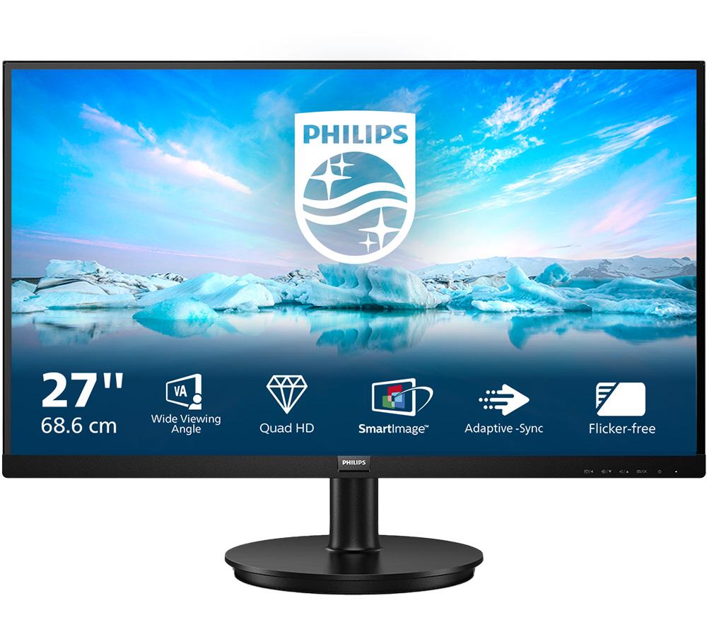 PHILIPS 275V8LA Quad HD 27 VA LCD Monitor - Black, Black