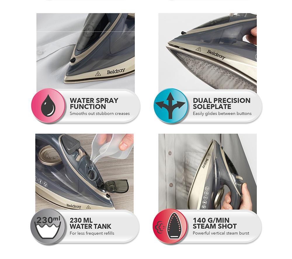 BELDRAY 2-in-1 Titanium Edition BEL01609 Steam Iron - Grey & Gold image number 6 of 8
