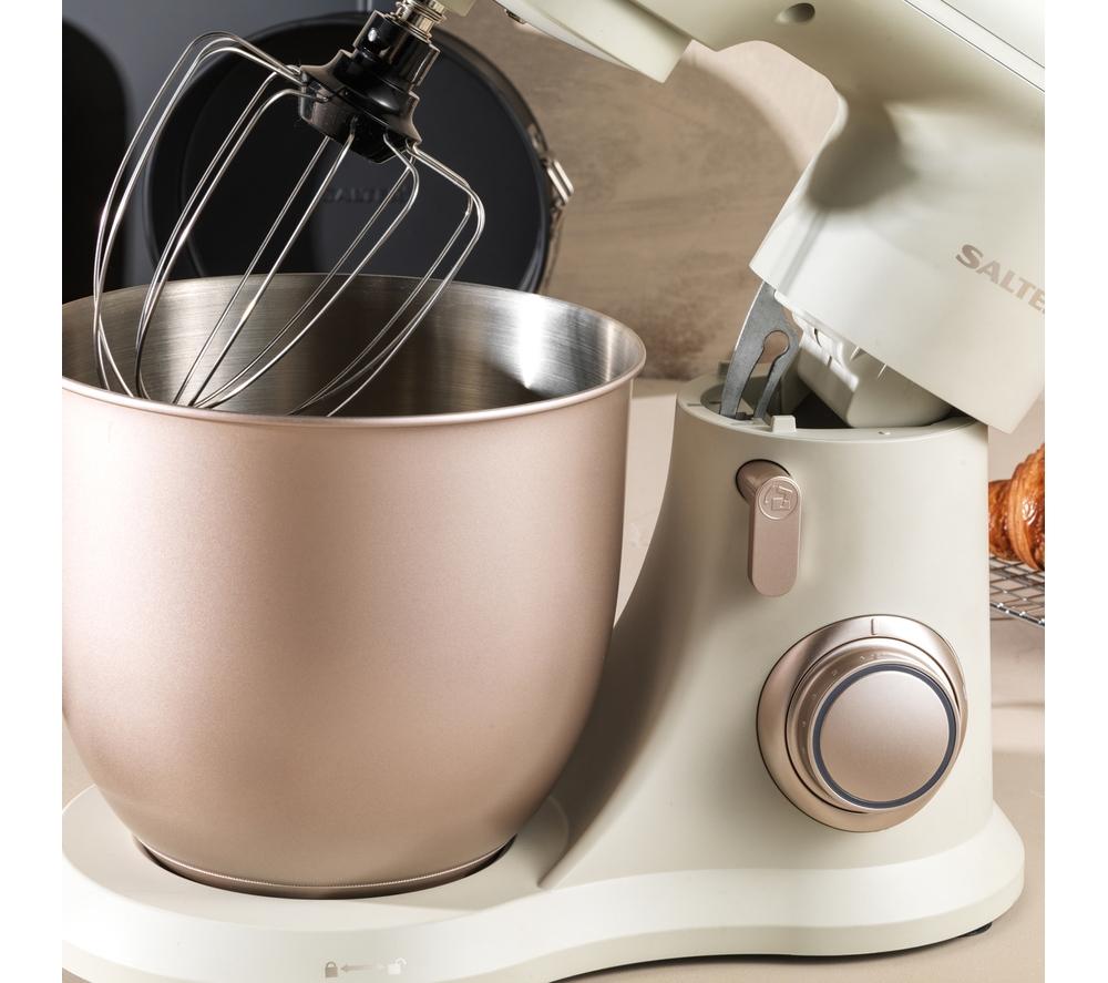Salter EK5511SBOVDE Elektrische Standmixer - Rührer mit 4 Liter Rührschüssel, 10 Geschwindigkeitseinstellungen mit Pulse-Funktion, Abnehmbar Spritzschutz, Rührbesen, Teigknete- und Rühraufsatz, 1300W