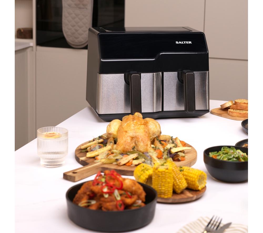 SALTER EK5729 9L Dual Air Fryer - Stainless Steel image number 2 of 7