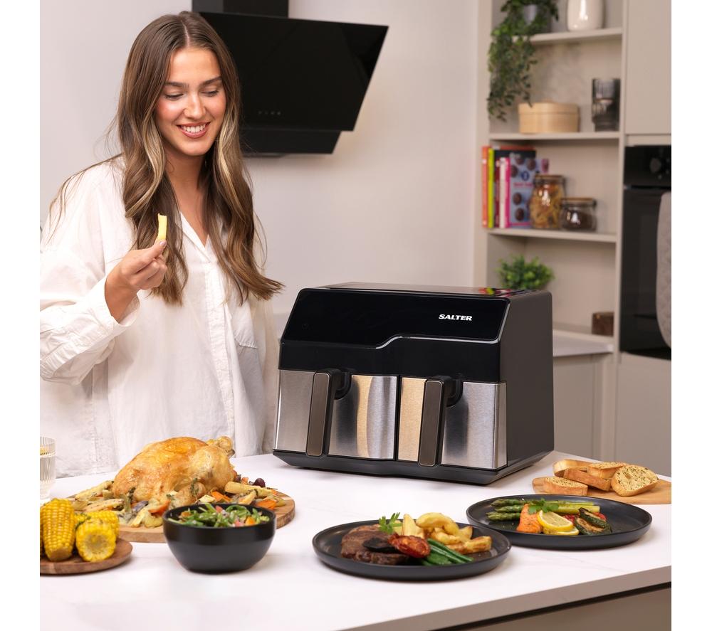 SALTER EK5729 9L Dual Air Fryer - Stainless Steel image number 3 of 7