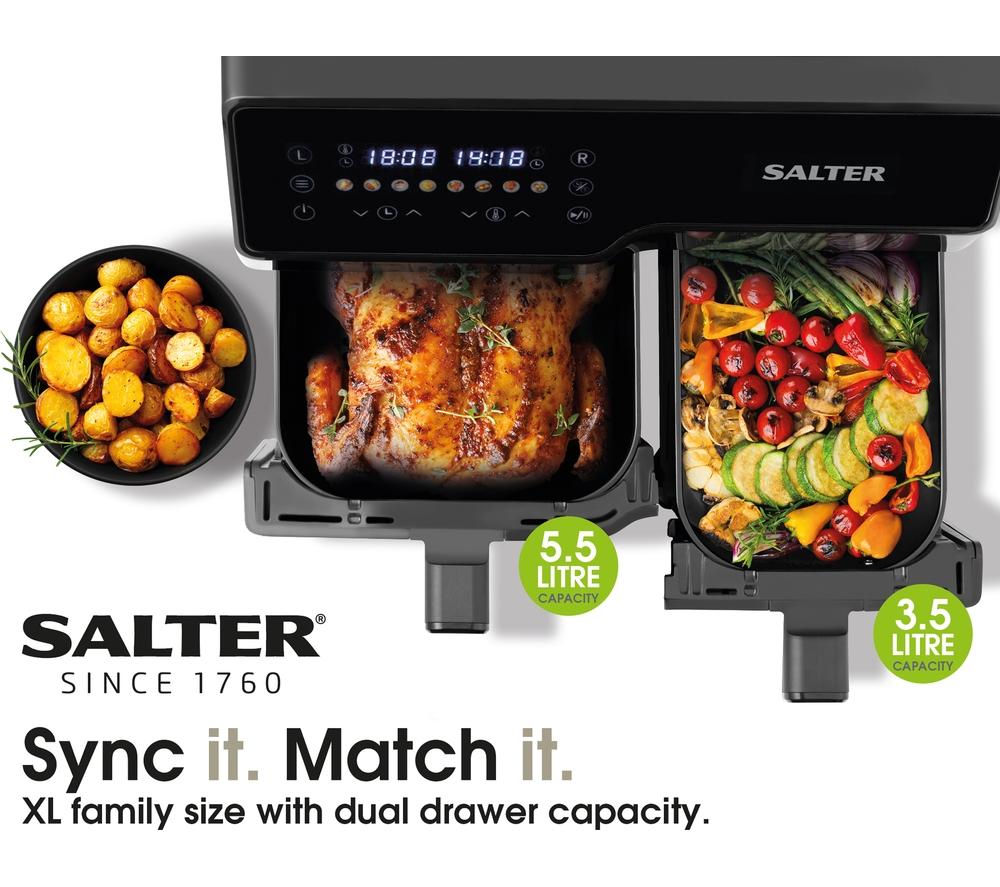 SALTER EK5729 9L Dual Air Fryer - Stainless Steel image number 6 of 7