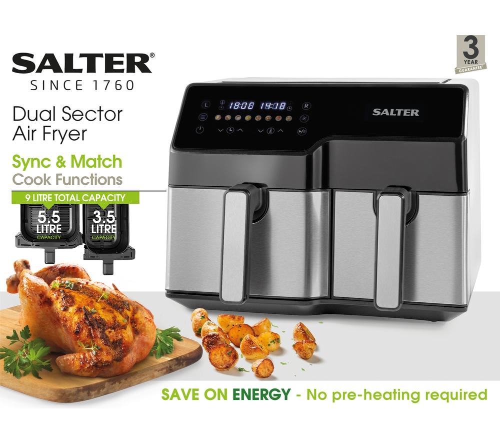 SALTER EK5729 9L Dual Air Fryer - Stainless Steel image number 7 of 7