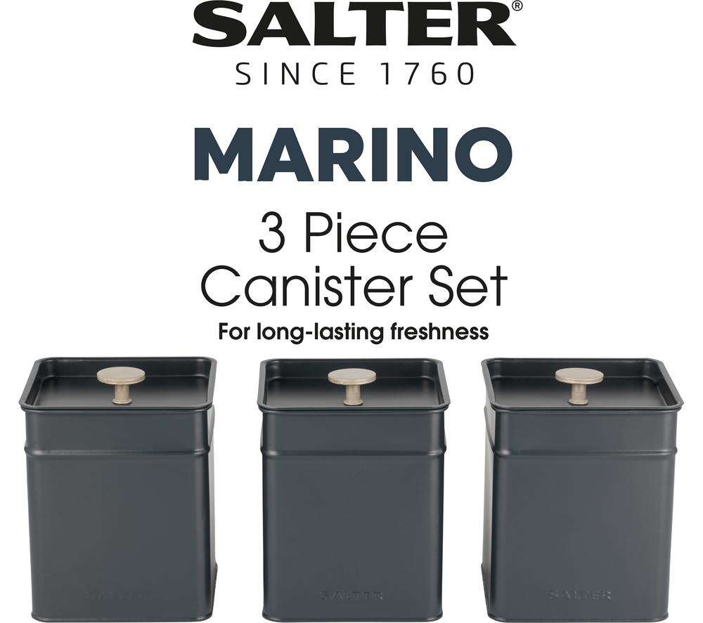 SALTER Marino Kettle, 4-Slice Toaster & Storage Cannister Set Bundle - Blue Grey image number 7 of 8
