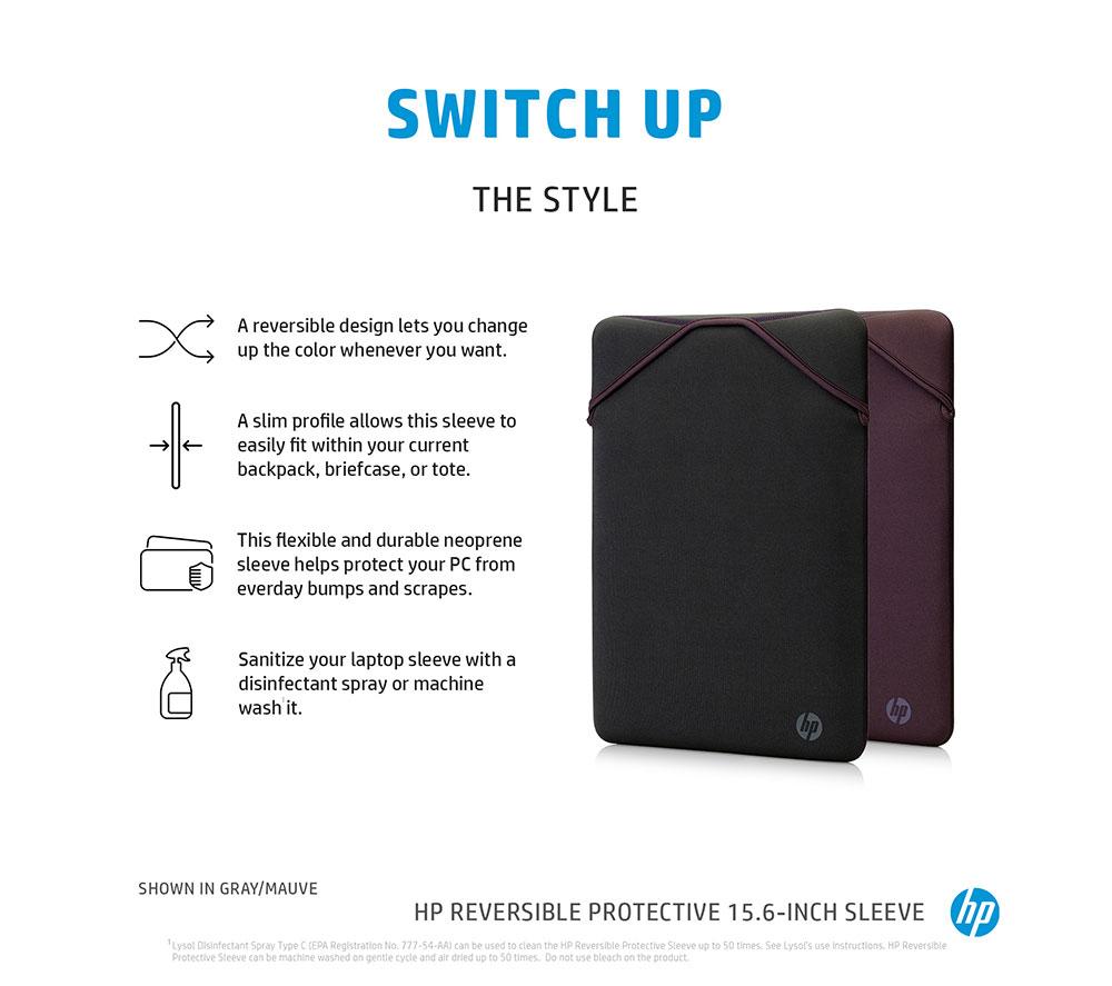 HP Reversible 15.6" Laptop Sleeve - Grey & Mauve image number 3 of 8