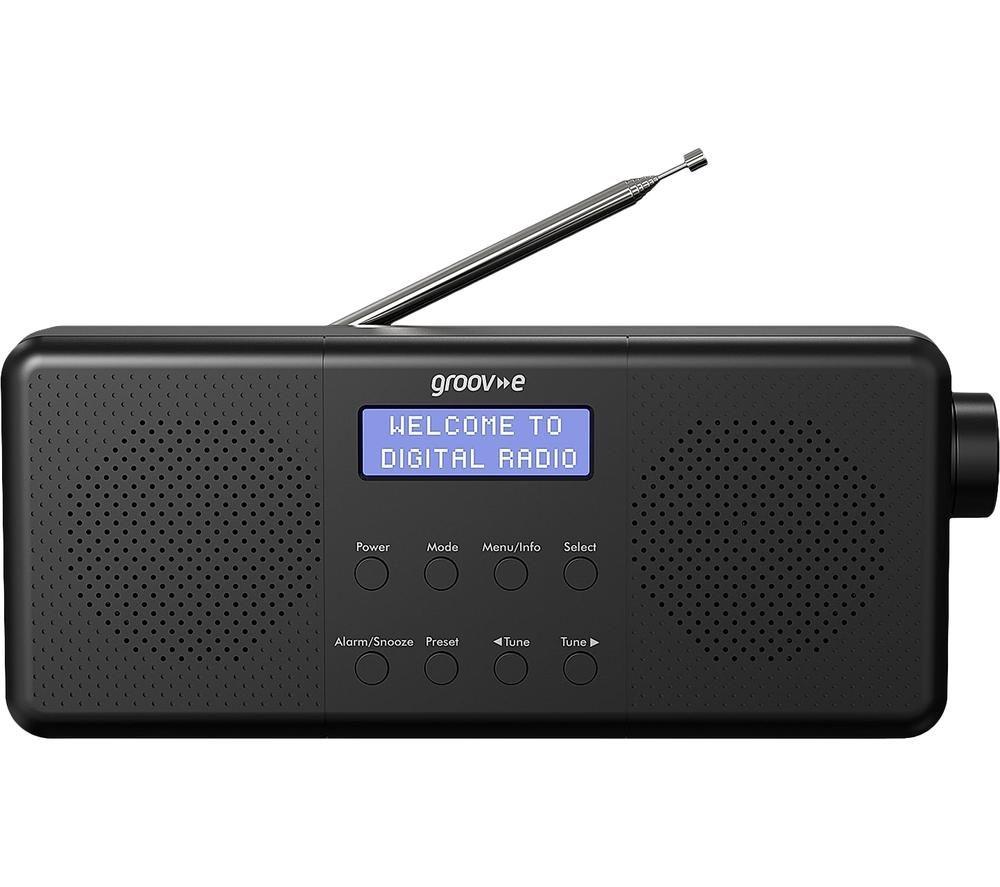 GROOV-E Vienna Portable DAB/FM Bluetooth Clock Radio - Black, Black