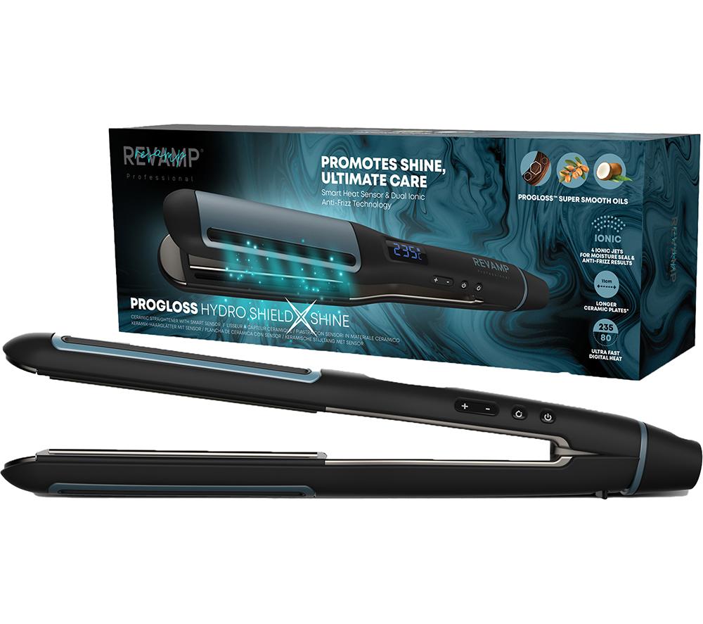 REVAMP Progloss Hydro Shield X Shine ST-1800 Hair Straightener - Black, Black