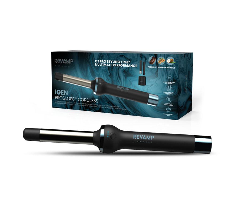 Revamp Igen Cordless Curling Tongs - Black, Black