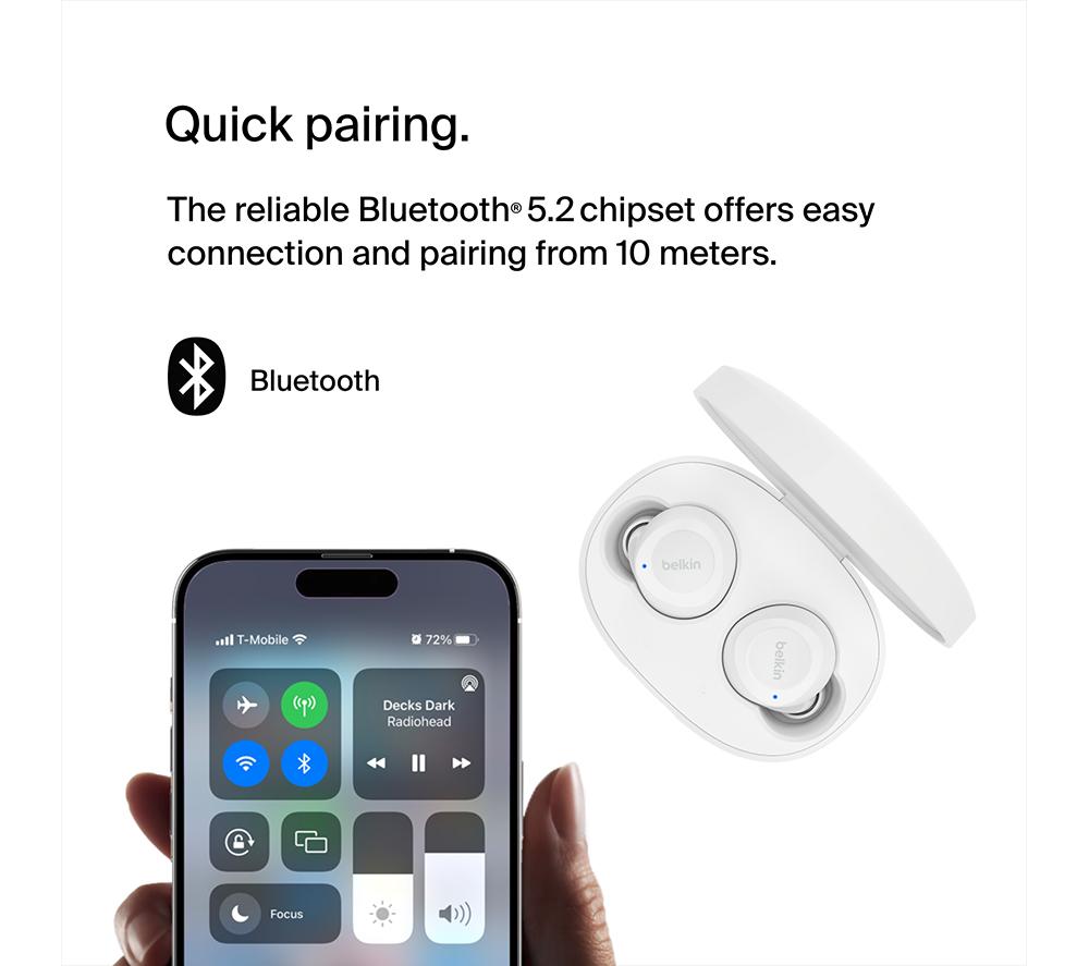 BELKIN SoundForm Bolt Wireless Bluetooth Earbuds - White image number 8 of 11