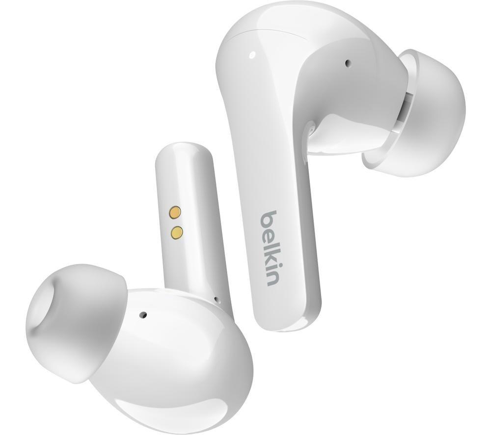 BELKIN SoundForm Flow AUC006BTWH Wireless Bluetooth Noise-Cancelling Earbuds - White, White