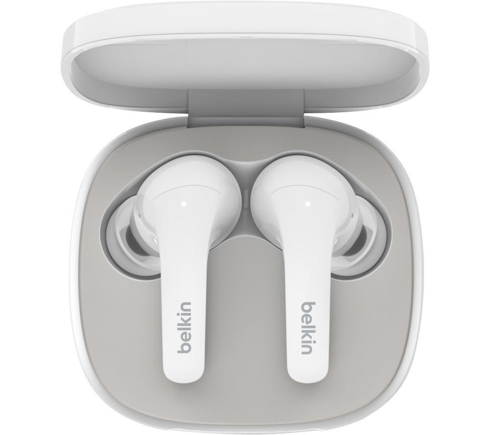 BELKIN SoundForm Flow AUC006BTWH Wireless Bluetooth Noise-Cancelling Earbuds - White image number 3 of 11