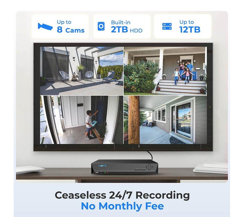 REOLINK  Advantage Series 8-Channel 4K+ Ultra HD NVR Outdoor CCTV System - 2 TB HDD, 4 Bullet Cameras image number 8 of 9