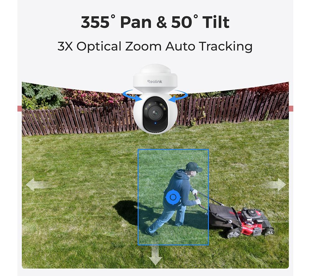 REOLINK  E Series 2K+ PTZ Auto Track WiFi Outdoor Security Camera & 64 GB Memory Card - White image number 4 of 12