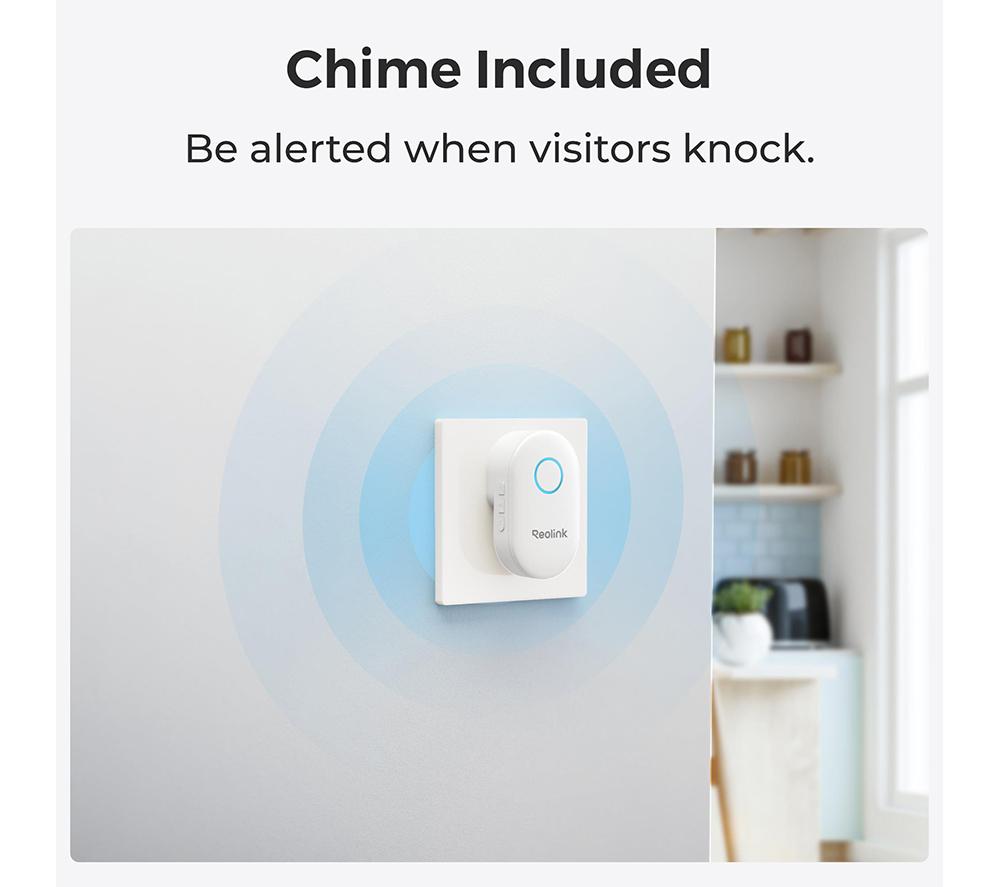 REOLINK D340W 2K+ WiFi Video Doorbell, Chime & 64 GB Memory Card - Black image number 6 of 9