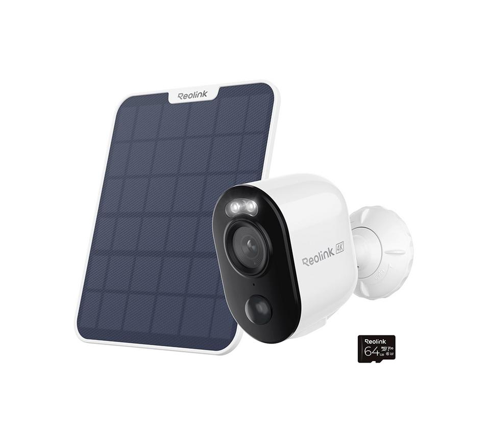 REOLINK Argus Series 4K Ultra HD WiFi Outdoor Security Battery Camera with Solar Panel & 64 GB card - White