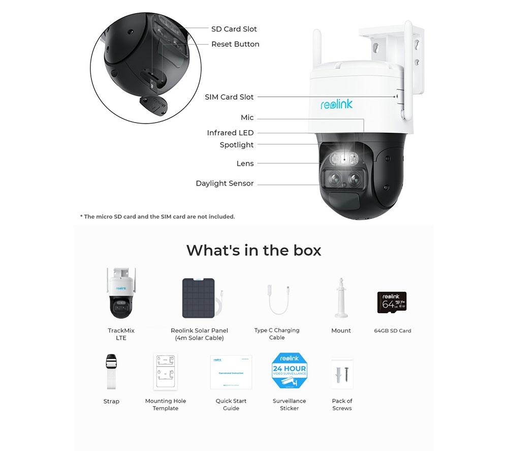 REOLINK TrackMix Series G770 4K 4G LTE Battery Outdoor Security Camera with Solar Panel & 64 GB Memory Card - White image number 12 of 12