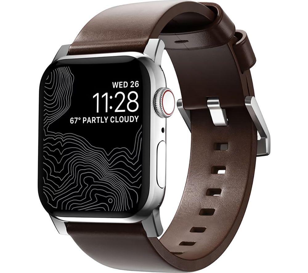 NOMAD Modern Leather Band for 42 - 49 mm Apple Watch - Rustic Brown, Brown