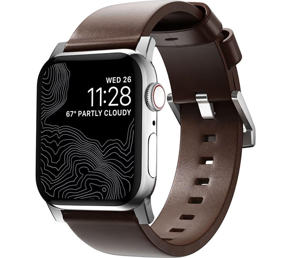 Nomad Modern Leather Band for 42 - 49 mm Apple Watch - Rustic Brown, Brown