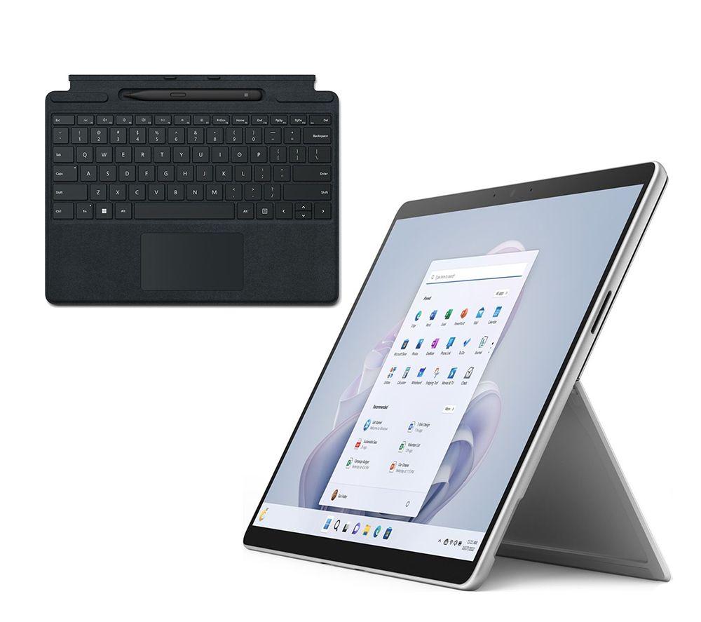 Microsoft 13" Surface Pro 9, Surface Pro Signature Type Cover & Slim Pen 2 Bundle - Intel® Core™ i5, 256 GB SSD, Platinum, Silver/Grey