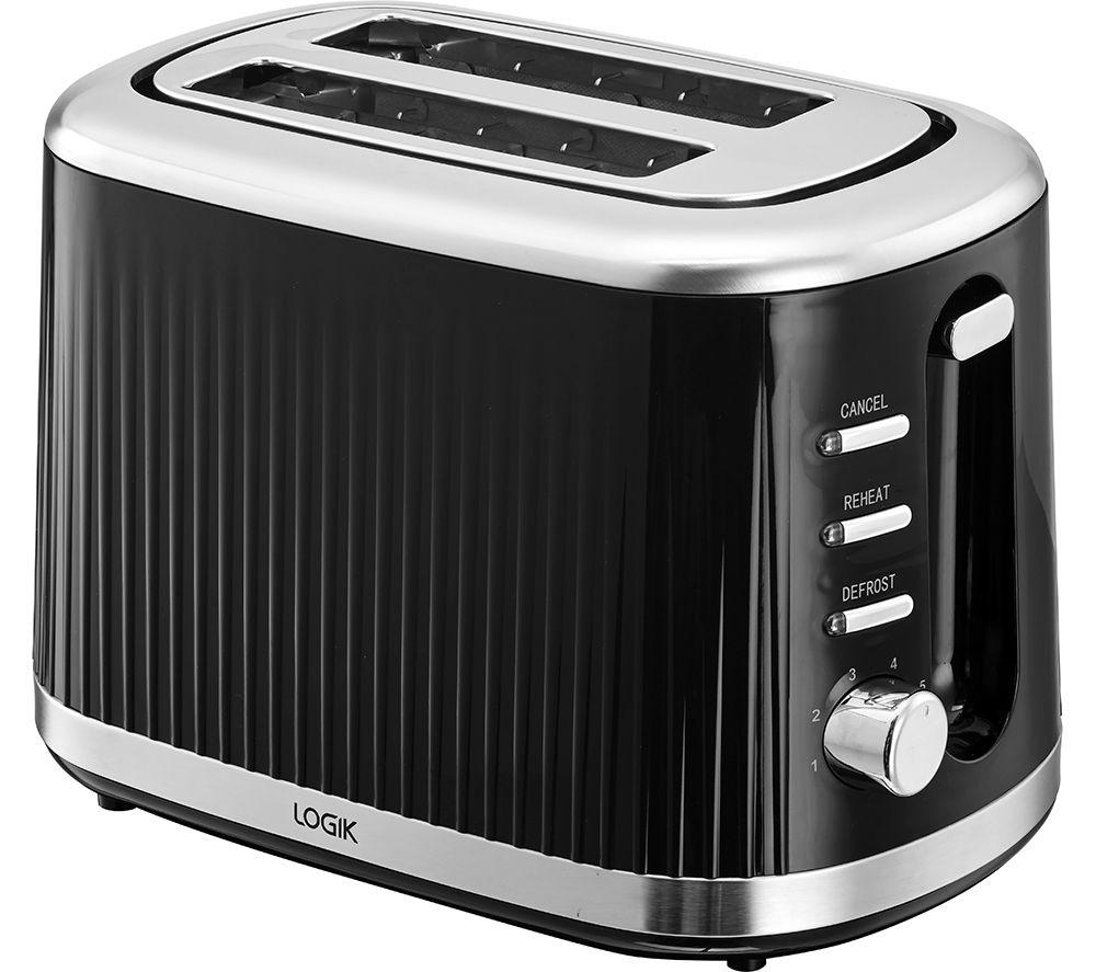 LOGIK L02PTB23 2-Slice Toaster - Black, Black,Silver/Grey