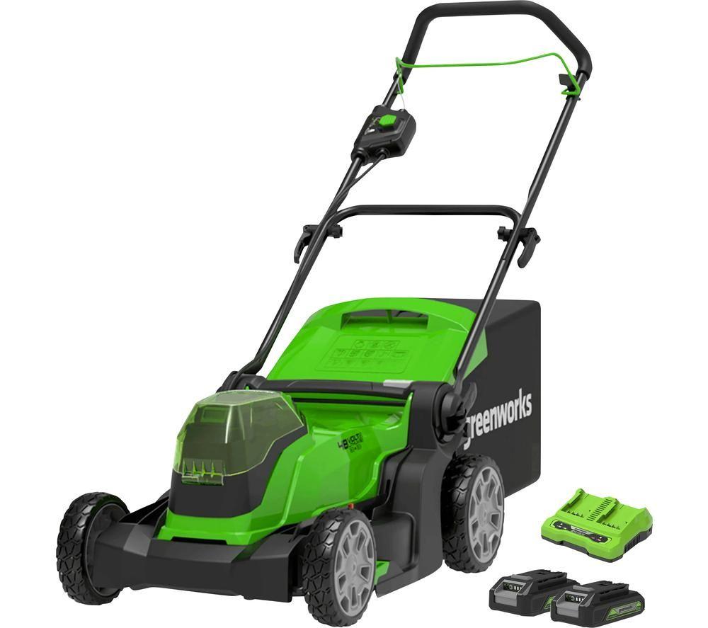 GREENWORKS GWG24X2LM41K2X Cordless Rotary Lawn Mower with 2 batteries review