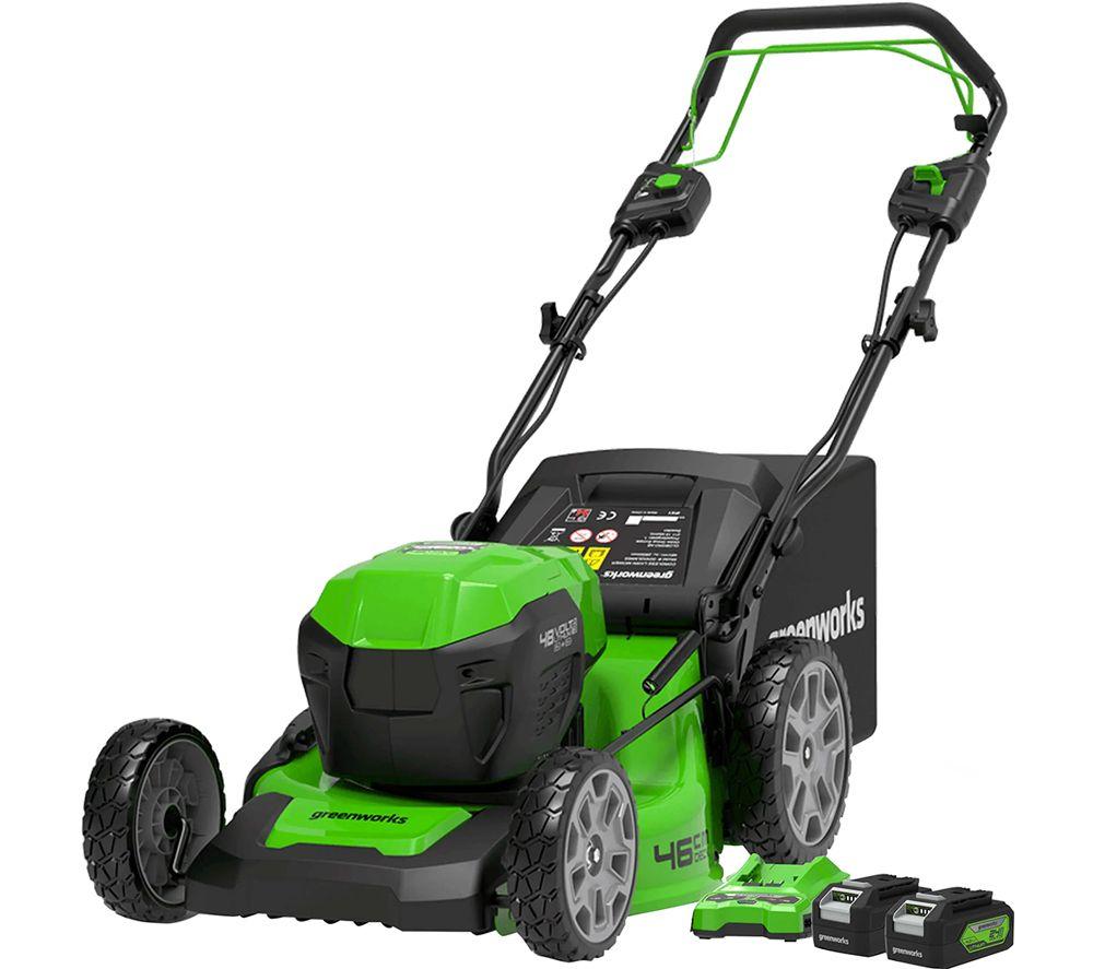 GREENWORKS GWGD24X2LM46SPK4X Cordless Rotary Lawn Mower with 2 Batteries - Green & Black