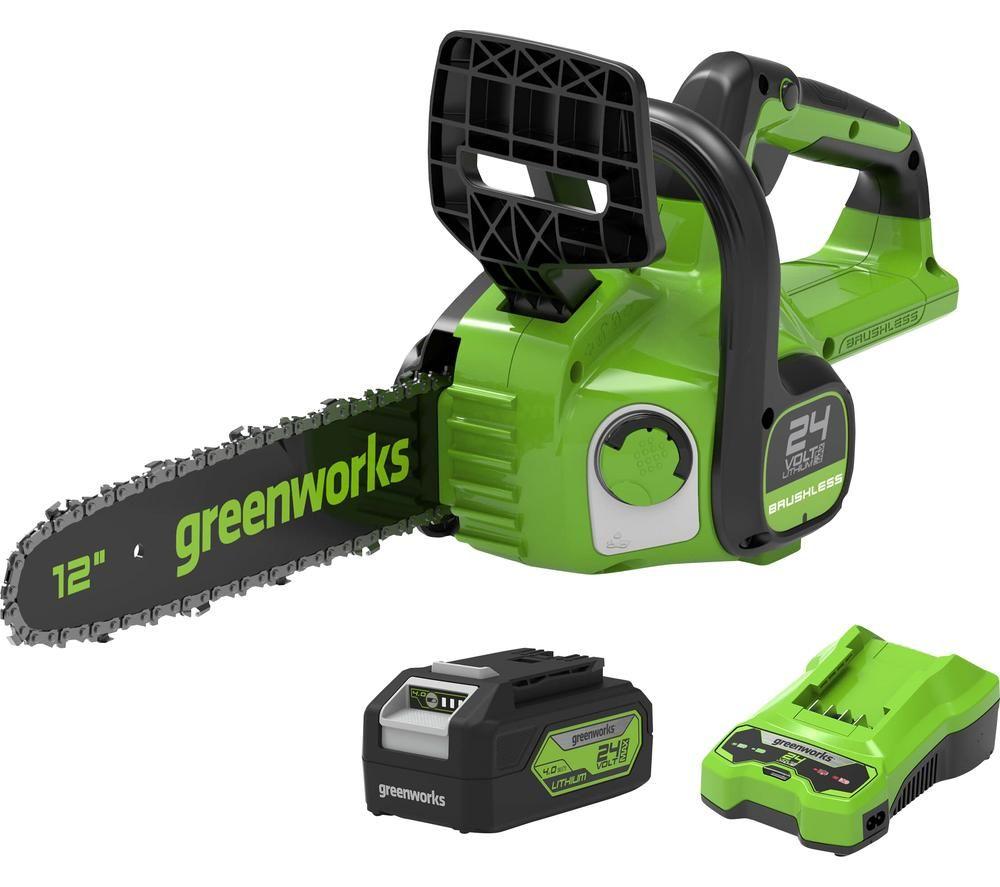 Greenworks Gwgd24cs30k4 Cordless Chainsaw With 1 Battery - Green & Black, Green