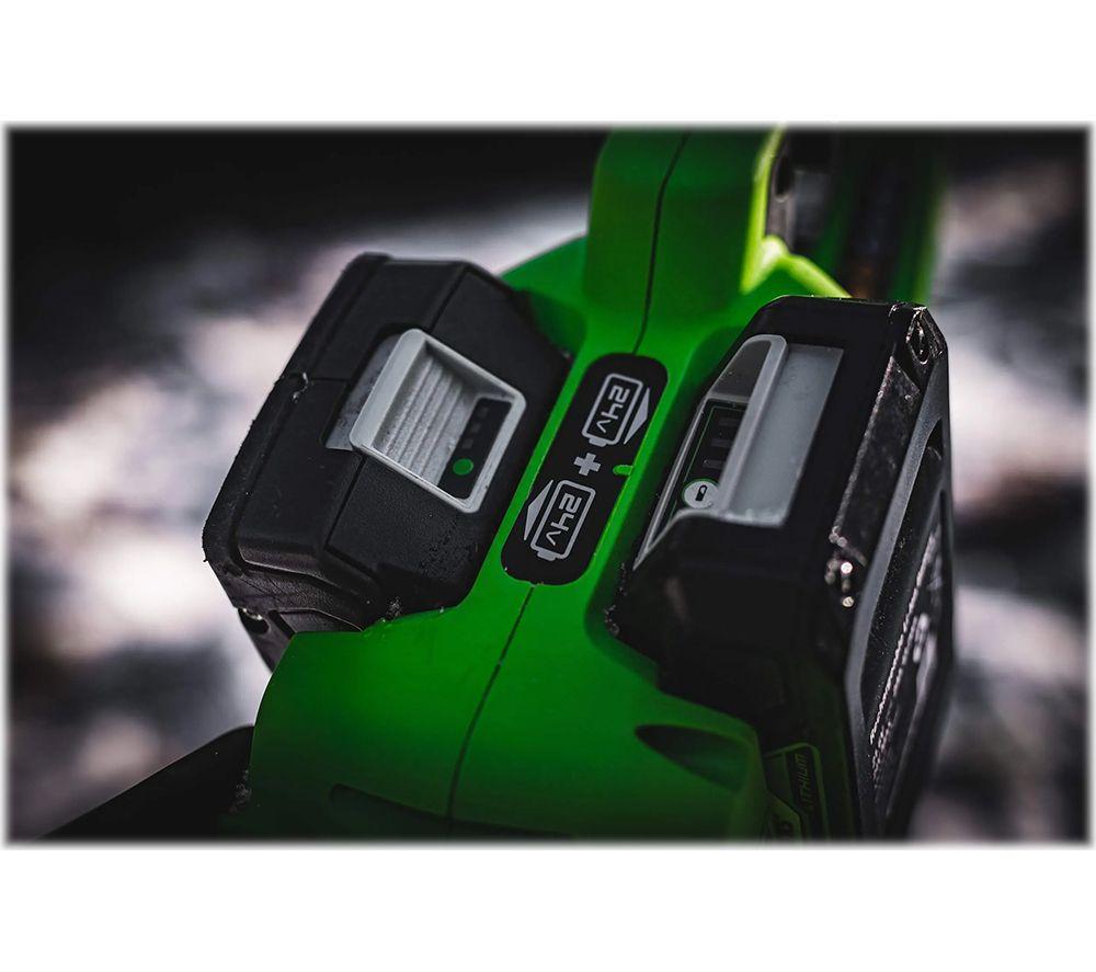 GREENWORKS GD24X2CS36 Cordless Chainsaw with 2 Batteries - Green & Black image number 3 of 11