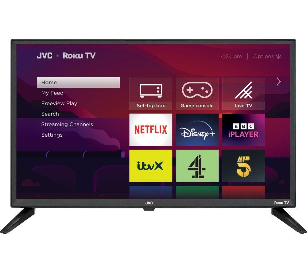 24" JVC LT-24CR230 Roku TV  Smart HD Ready HDR LED TV, Black